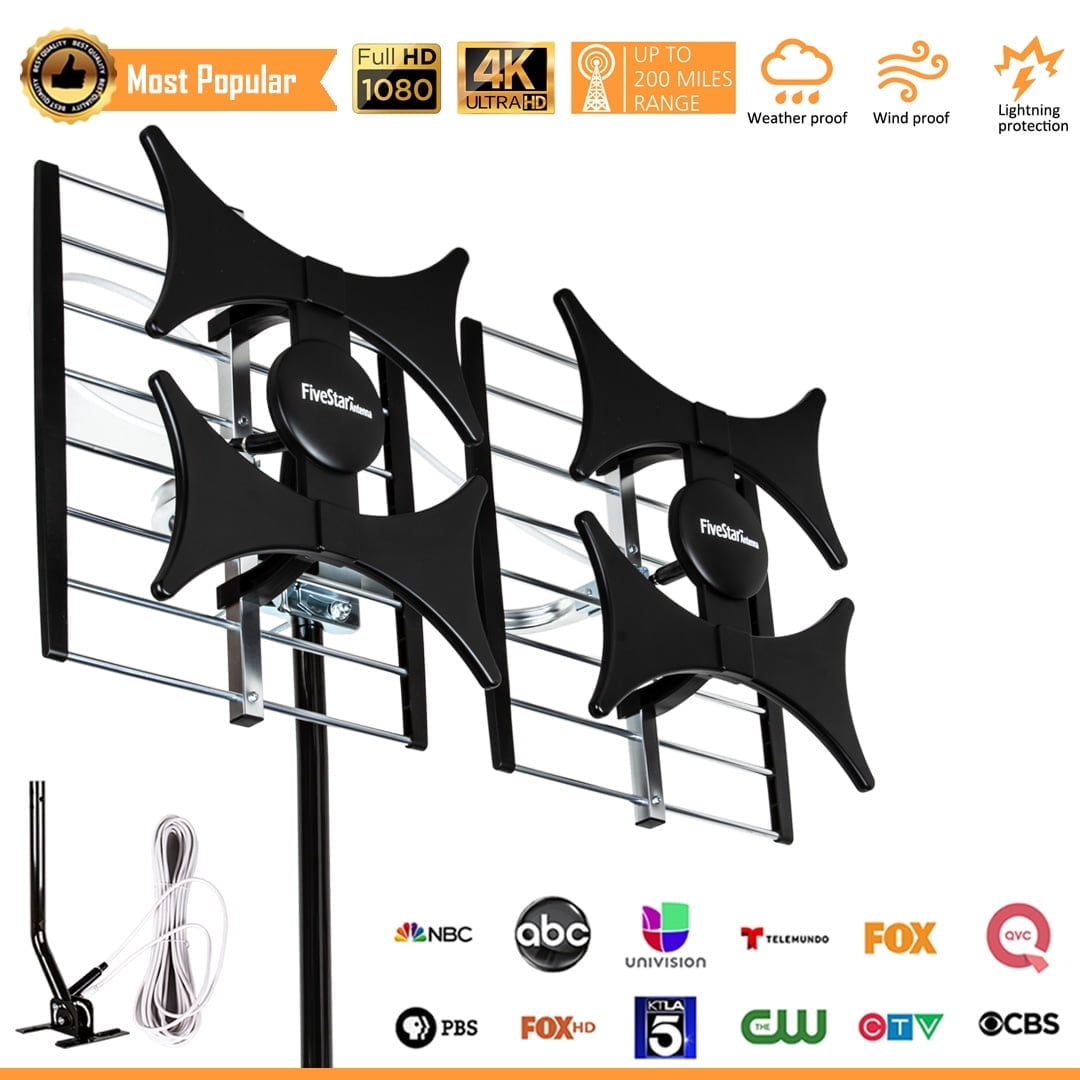 Custom Rf Cable Five Star FSA-5828J Outdoor TV Antenna, Set with 40ft RG59 Coax Cable ...