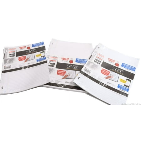 Five Star Filler Paper, College Ruled, Reinforced, Loose Leaf Paper, 11 x 8.5", 100 Sheets/Pack Pack Of 3