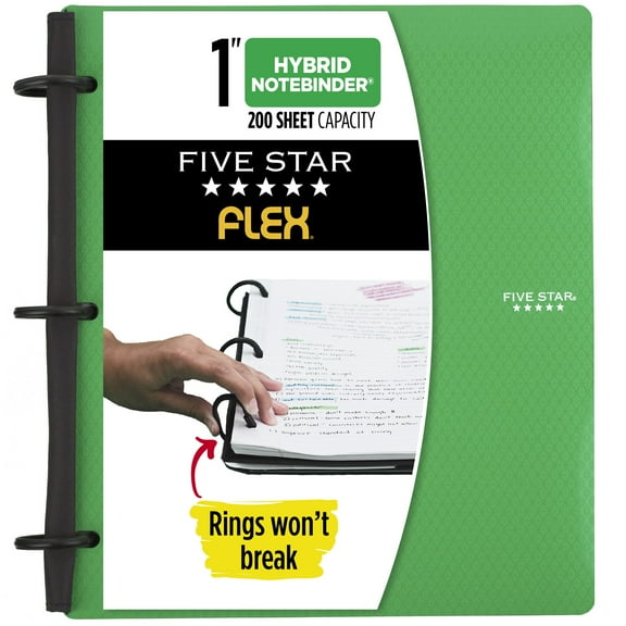 Five Star Flex Refillable Notebook + Study App, 1.5", 80 Sheets, College Ruled
