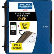 Five Star Flex Refillable College Ruled Notebook Plus Study App, 1", Pacific Blue, Plastic, 3 Ring, 60 Sheets