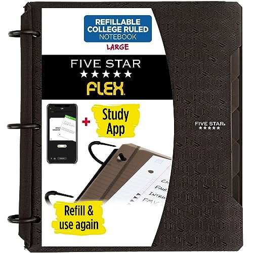 Five Star Flex Refillable Notebook + Study App, College Ruled Paper, 1 ...
