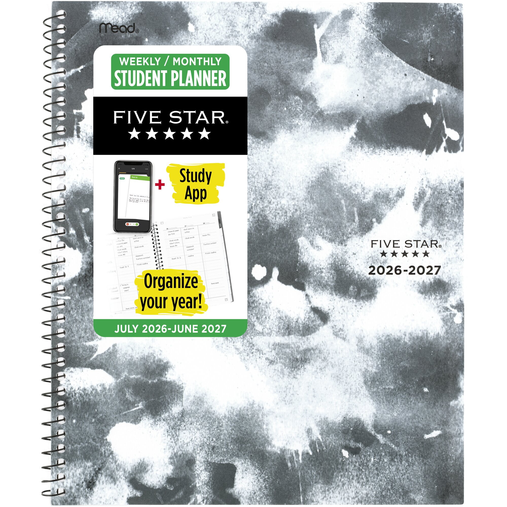 Five Star Graphics Academic 2026-2027 Weekly Monthly Student Planner Plus Study