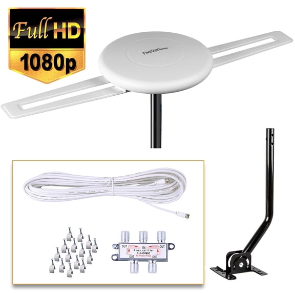 Five Star Indoor TV Antenna Kit with 150 Mile Reception Range, New