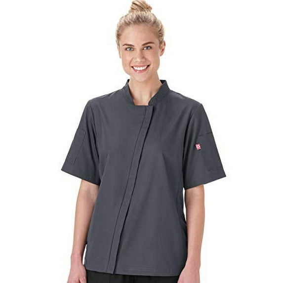 Five Star Ladies Angle Zip Front Chef Coat, Charcoal, 4X