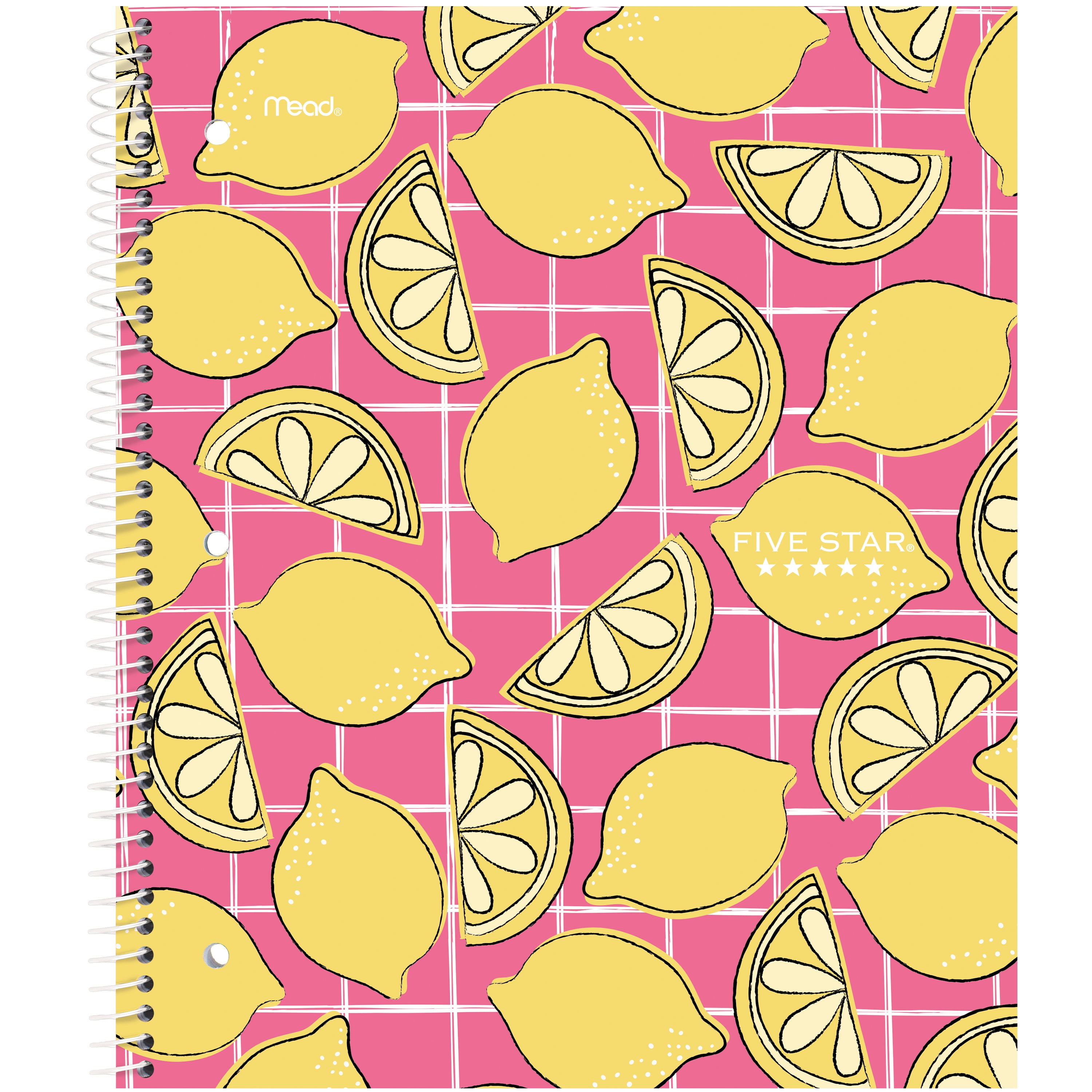 Five Star Fruits 1 Subject Wide Ruled Notebook Plus Study App, 8" x 10.5", Citrus Slice, Poly, Spiral, 80 Sheets