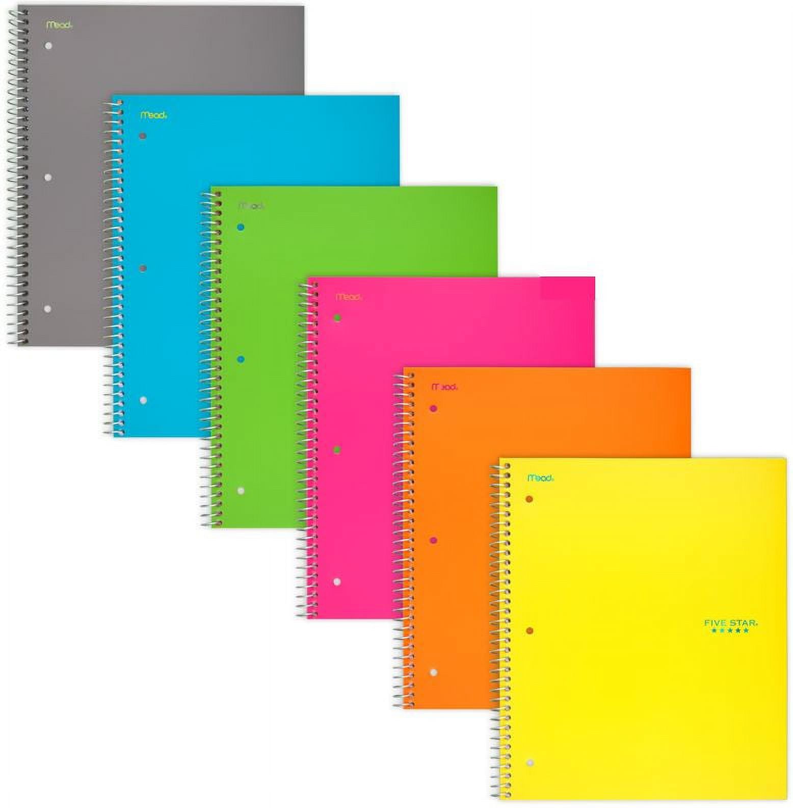 Five Star Notebook, 3 Subject, Wide Ruled, 6 Pack, Assorted (73449 ...