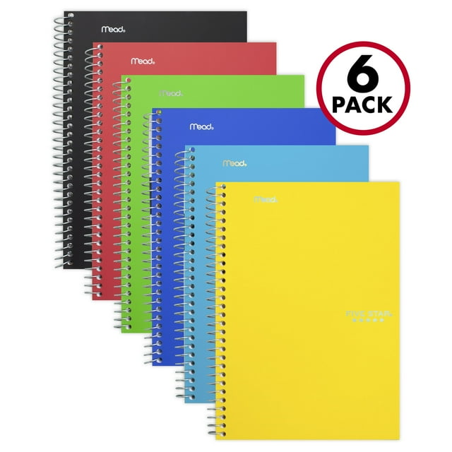 Five Star Wirebound Notebook 5 Subject College Ruled 6 x 9 12 6 Pack Spiral