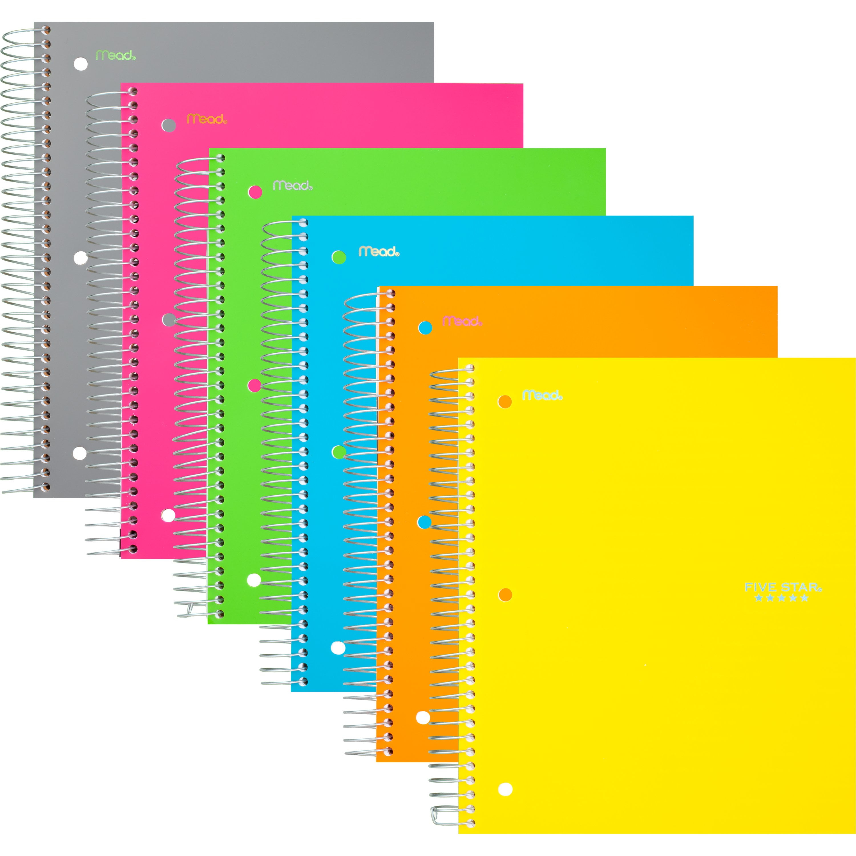 Five Star Notebook, 5 Subject, Wide Ruled, Assorted, 6 Pack (38438)