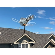 Five Star Outdoor 150 mile Motorized 360 Degree Rotation OTA Amplified HDTV Antenna for 2 TVs Support