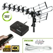 Five Star Outdoor Antenna Motorized 360 Degree Rotation with Splitter UHF VHF FM Support 5 TVs