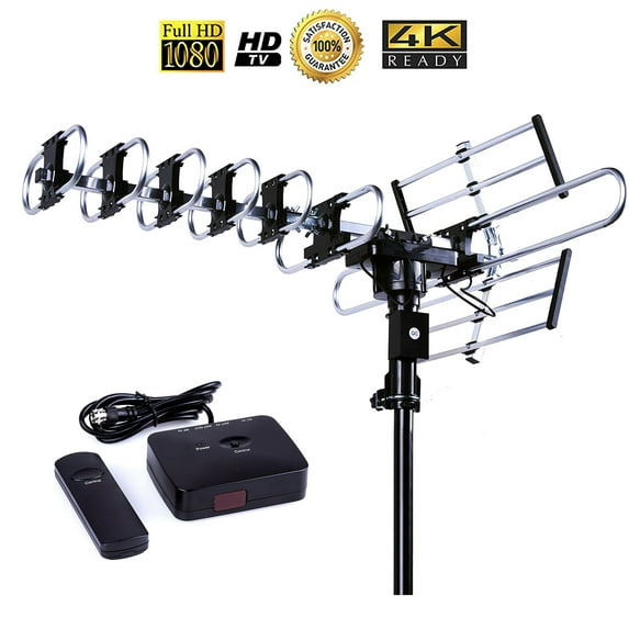 Five Star Outdoor HDTV Antenna 200 mile Motorized 360 Degree Rotation UHF/VHF/FM