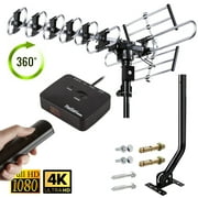 Five Star Outdoor HDTV Antenna - 360  Rotation, Wireless Remote, 4K Ready, Full-Band DTV/VHF/UHF Receiver, Weatherproof Design