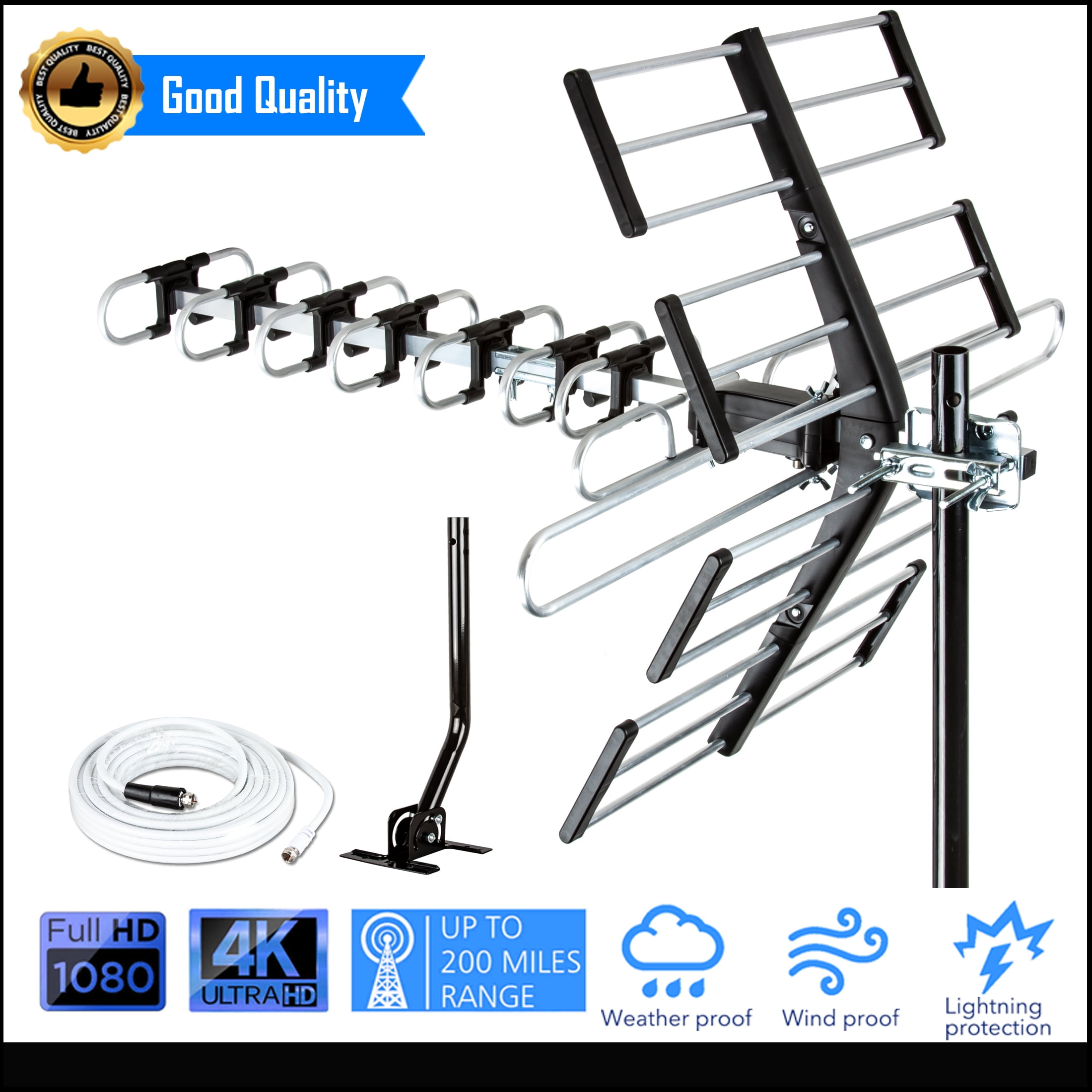 Five Star Outdoor HDTV Antenna up to 200 mile Digital Antenna Includes J Mount, 40 ft. RG6 Coaxial Cable