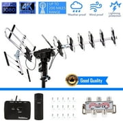 Five Star. Outdoor TV Antenna 200-mile Range, Motorized 360  Rotation, Infrared Remote Control, Installation Kit