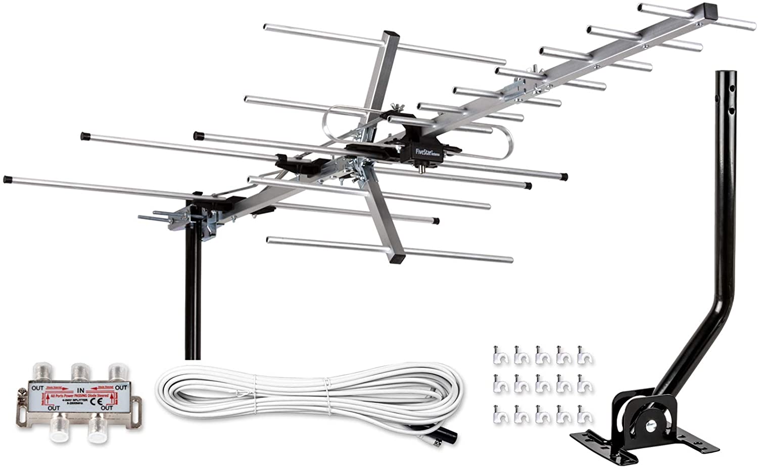 Five Star Outdoor Yagi Antenna 200 Mile Range VHF/UHF Channels with Installation Kit and J Pole - image 1 of 6