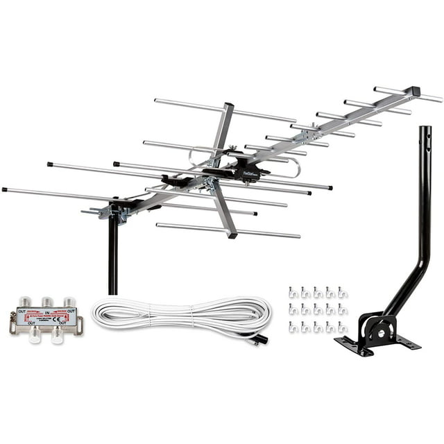 Five Star Outdoor Yagi Antenna 200 Mile Range VHF/UHF Channels with Installation Kit and J Pole