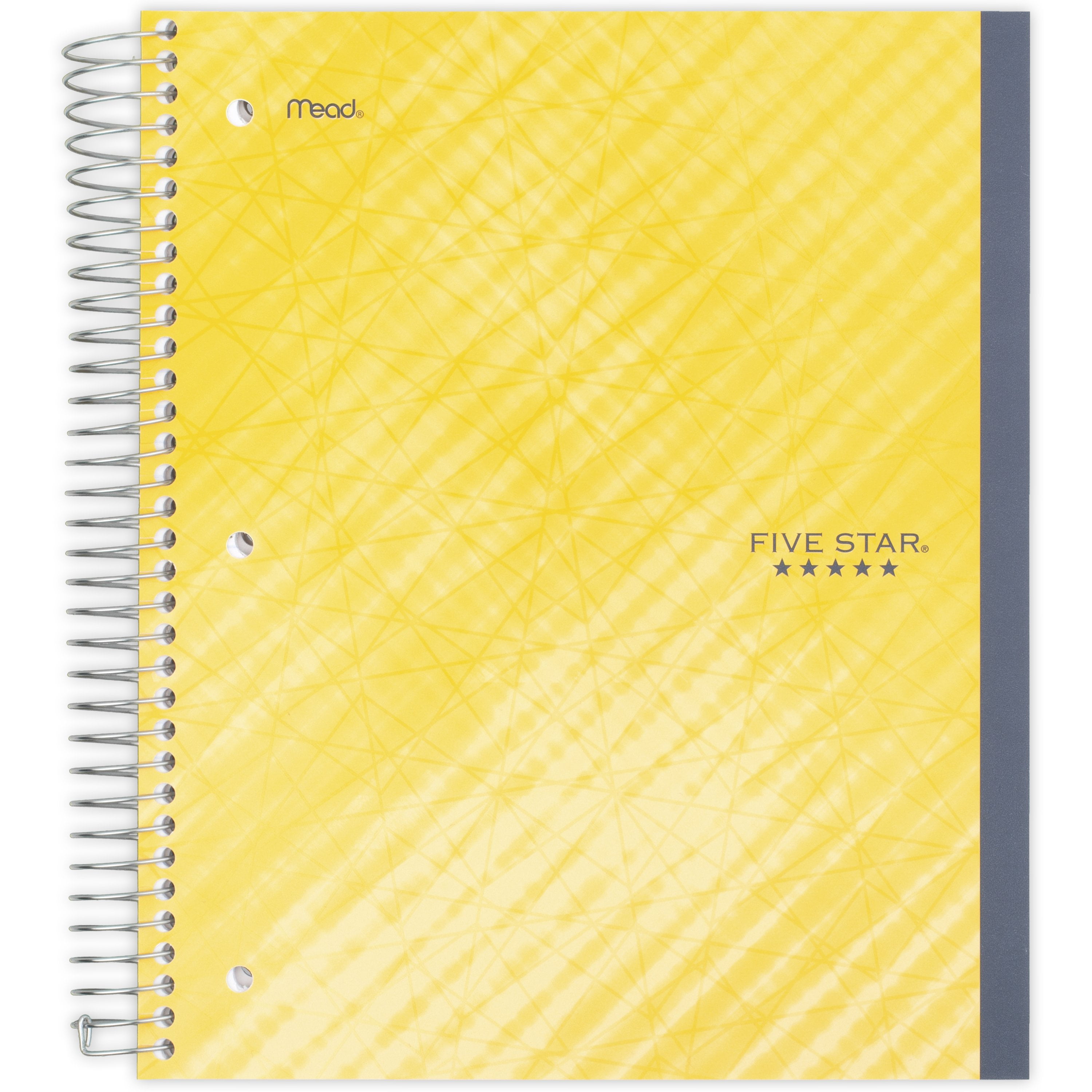 Five Star Performance 5 Subject Wide Ruled Wire bound Notebook, Yellow