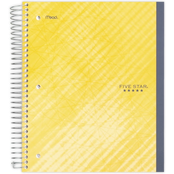 Five Star Performance 5 Subject Wide Ruled Wire bound Notebook, Yellow (05644)