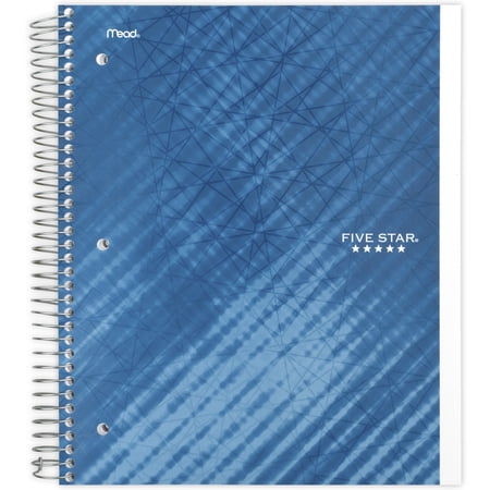 Five Star Performance Spiral Notebook, 5 Subject, College Ruled, 200 Pages, 11" x 8.5", Blue (06902)