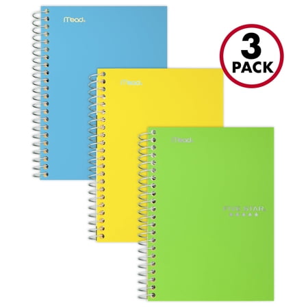 Five Star Personal Spiral Notebook College Ruled 4 38 x 7 3 Pack Seaglass Green