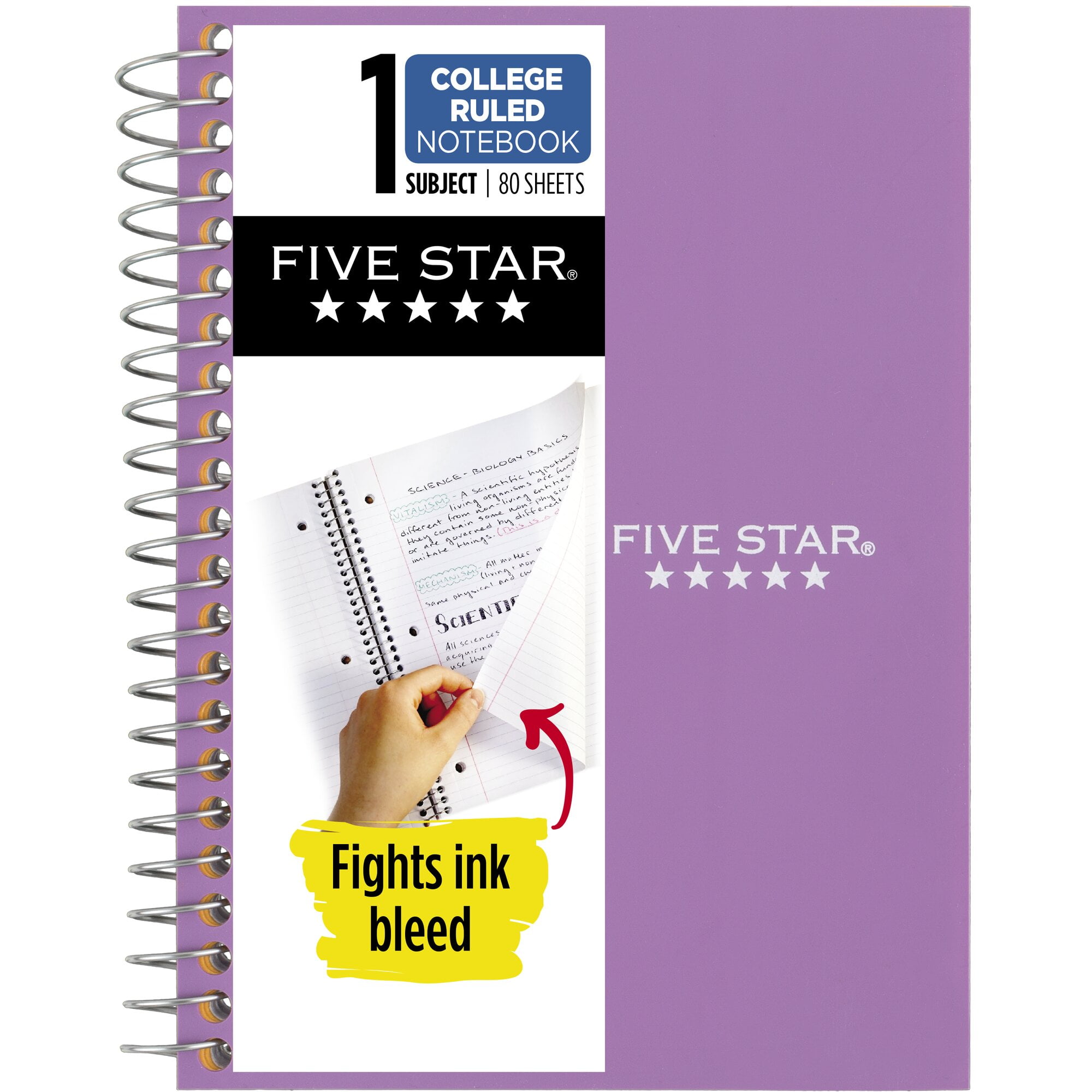 Five Star Personal Spiral Notebook College Ruled 4 38 x 7 Amethyst Purple -