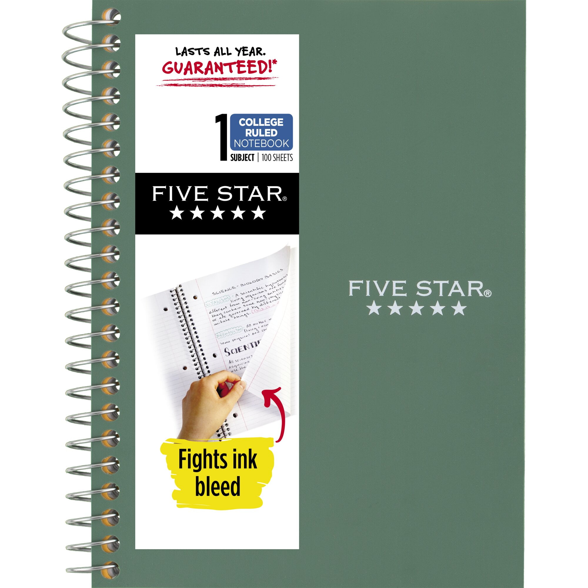 Five Star Personal Spiral Notebook, College 7" x 4 3/8", Seaglass Walmart.com