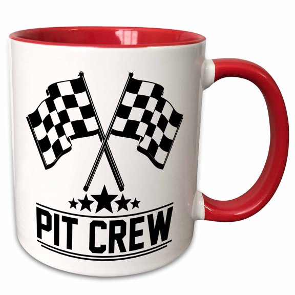 3drose, Five Star Pit Crew Design for Members of the Team, 11oz Two-tone Red Mug