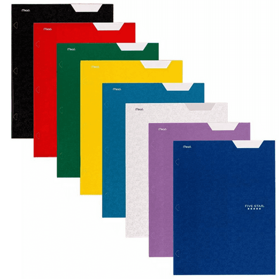 Five Star Pocket & Prong Paper Folder [Geometric Pattern]: 9 in. x 11 in. (Assorted Colors) 8 folders