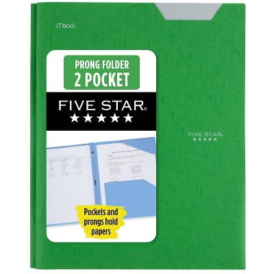 Five Star Pocket and Prong Poly Portfolio Retro Green
