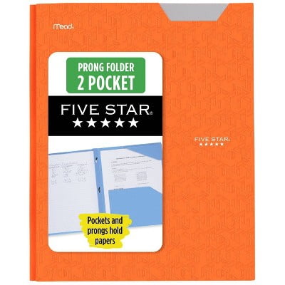 Five Star Pocket and Prong Poly Portfolio Solar Orange