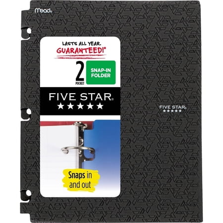 Five Star Poly Portfolio Snap In 2 Pocket Black