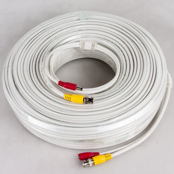 Five Star RG59 Cable 25 ft, White with BNC RCA Connectors