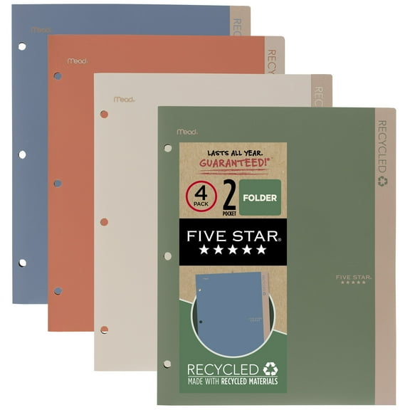 Five Star Recycled 2-Pocket Folder 4 Pack - Pocket Folders
