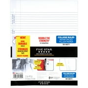 Five Star Reinforced Filler Paper, College Ruled, 100 Sheets/Pack (17175)