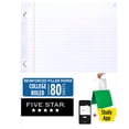 thumbnail image 1 of Five Star Reinforced Filler Paper Plus Study App, College Ruled, 8 1/2" x 11", 80 Sheets/Pack, 1 of 10