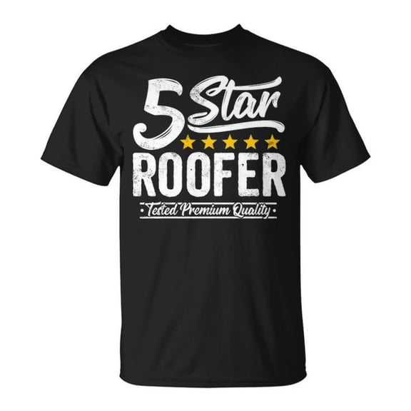 Five Star Roofer Graphic Cotton Tee for Adults – Unisex T-Shirt with Roofing Design, Casual Comfortable Everyday Wear, Size S, Color Black