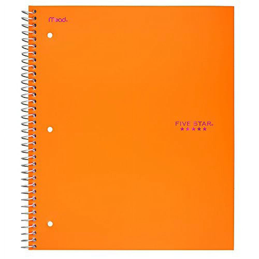 Five Star Spiral Notebook, 1 Subject, Wide Ruled Paper, 100 Sheets, 10-1/2  x 8, Black (72021)