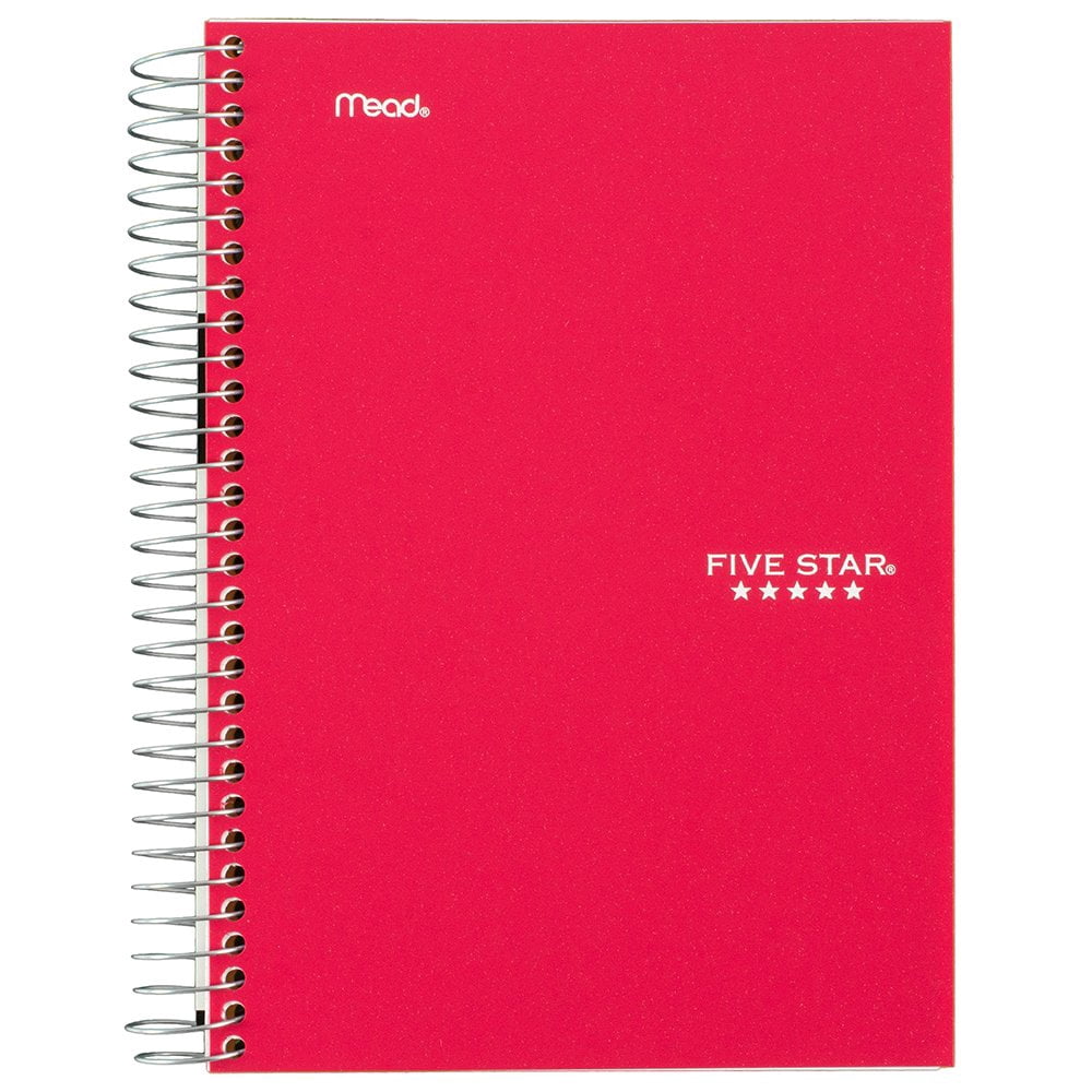 Five Star Spiral Notebook, 1 Subject, College Ruled Paper, 100 Sheets ...