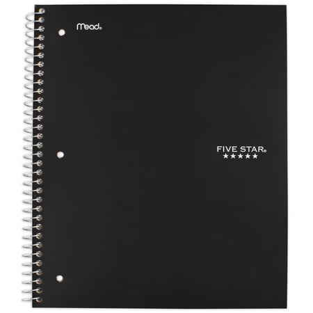 Five Star Spiral Notebook + Study App, 1 Subject, Graph Ruled, 8.5" x 11", Black