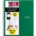 thumbnail image 1 of Five Star 1 Subject Wide Ruled Notebook Plus Study App, 8" x 10.5", Forest Green, Poly, Spiral, 100 Sheets, 1 of 10