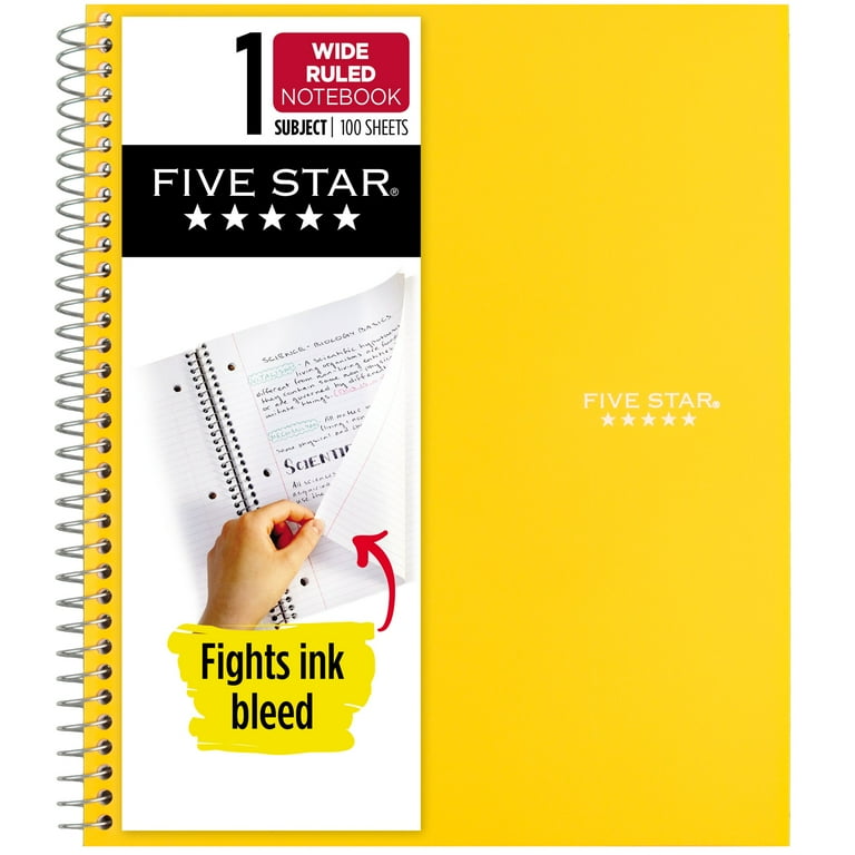 Five Star Single Spiral School Notebook, 1 Subject, Wide Five Star Single Spiral School Notebook, 1 Subject, Wide