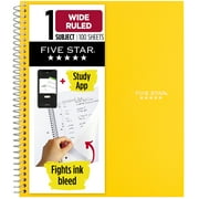 Five Star 1 Subject Wide Ruled Notebook Plus Study App, 8" x 10.5", Harvest Yellow, Poly, Spiral, 100 Sheets