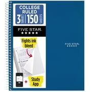 Five Star Spiral Notebook + Study App, 3 Subject, College Ruled, 8.5" x 11"