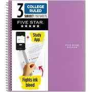 Five Star Spiral Notebook + Study App, 3 Subject, College Ruled, 8.5" x 11"