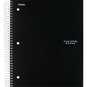 Five Star 5 Subject College Ruled Notebook Plus Study App, 8.5" x 11", Black, Poly, Spiral 200 Sheets