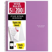 Five Star Spiral Notebook + Study App, 5 Subject, Wide Ruled, 8" x 10.5", Amethyst