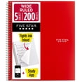 thumbnail interactive-video image 1 of Five Star Spiral Notebook + Study App, 5 Subject, Wide Ruled, 8" x 10.5", Fire Red, 1 of 9