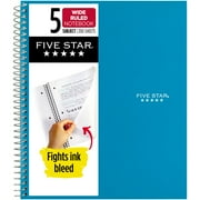 Five Star Spiral Notebook + Study App, 5 Subject, Wide Ruled, 8" x 10.5"