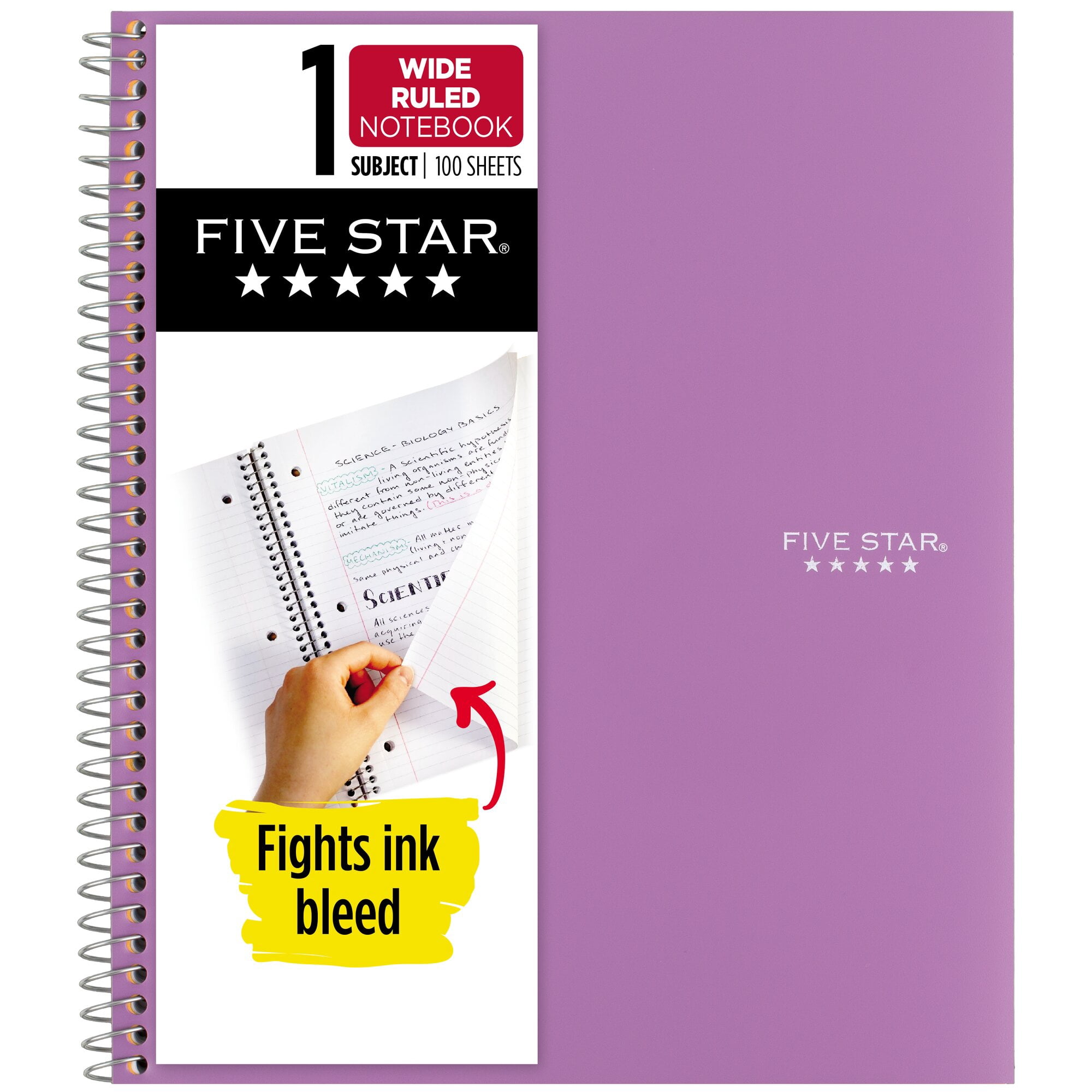 Sujce Notebook Five Star Spiral Notebook Study App 1 Subject Wide Ruled 8x10.5 ...