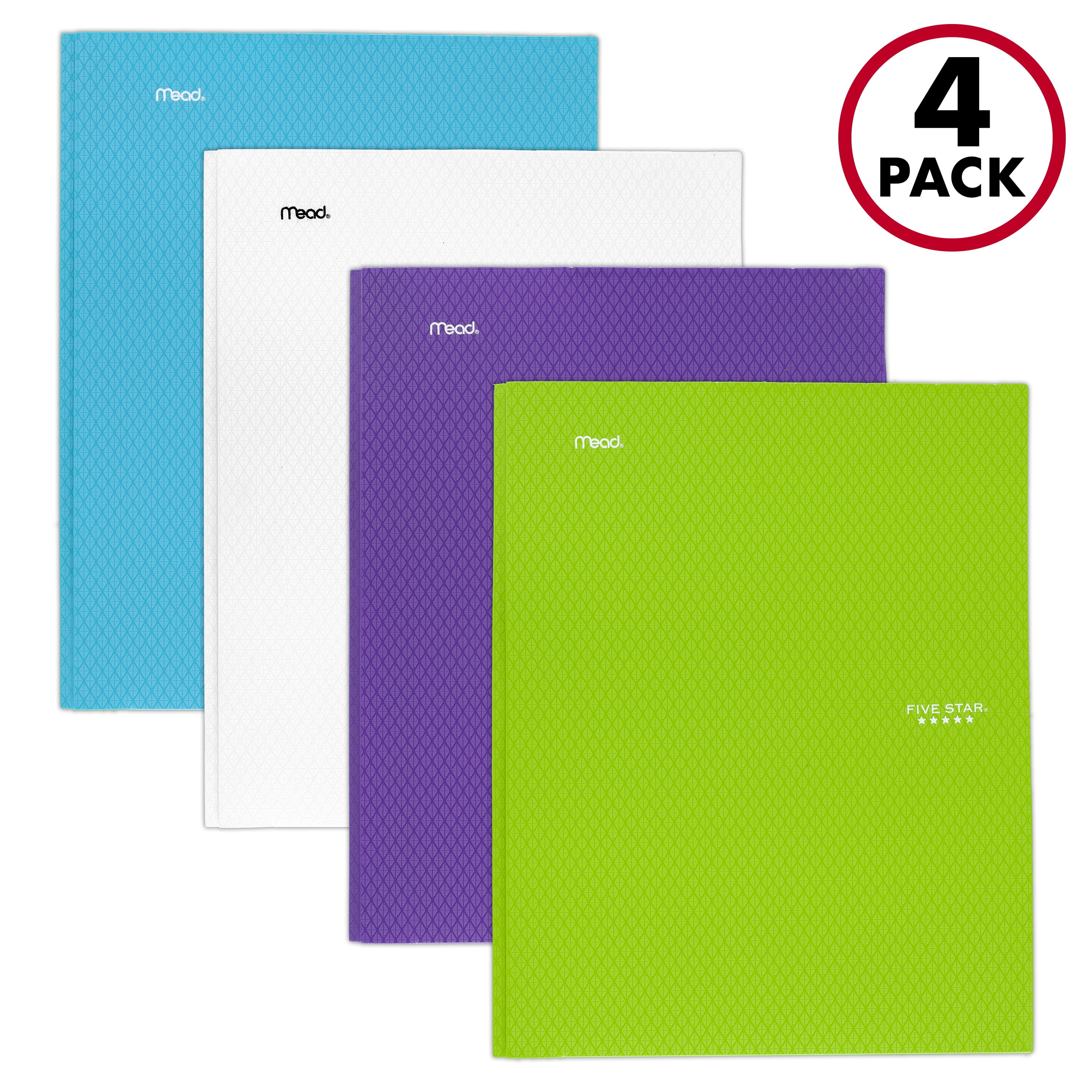 FIVE STAR FRAGRANCE Five Star Stay-Put Plastic Pocket and Prong Folder 4 Pack Tidewater Blue White